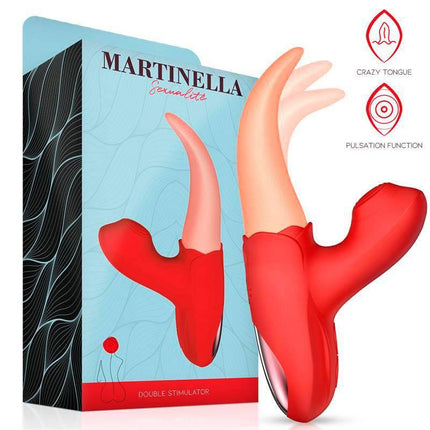 Double Stimulator Crazy Tongue and Pulsation with Martinella packaging, featuring advanced vibration and pulsation features for enhanced pleasure.