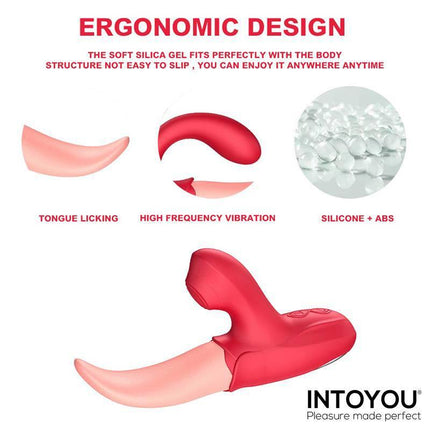 Double Stimulator Crazy Tongue and Pulsation with ergonomic design and 10 vibration modes for enhanced pleasure.