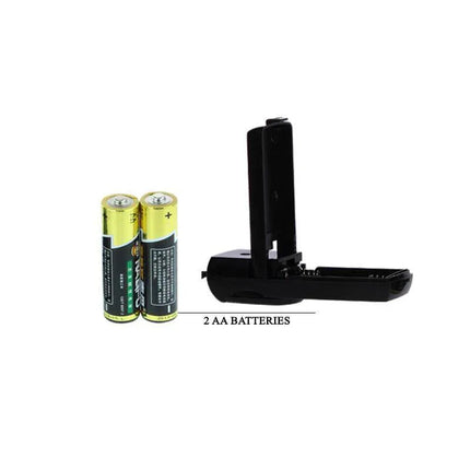 Battery compartment for Double Vibrating Cock Ring Couple Collection Pink with two AA batteries shown.