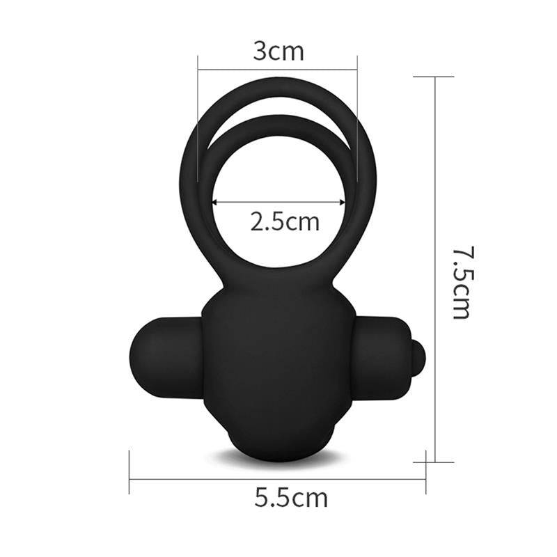 Double Vibrating Cockring Power Clit Duo Black - secretsextoys.store