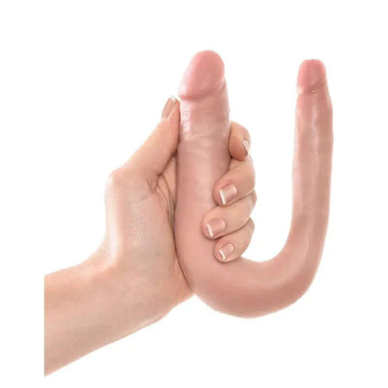 Hand holding Double Dildo 5 with realistic texture and flexible design