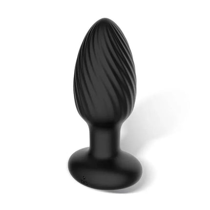 Drago Butt Plug Vibration, 360º Twister Movement and Remote Control - Black textured anal plug for enhanced pleasure