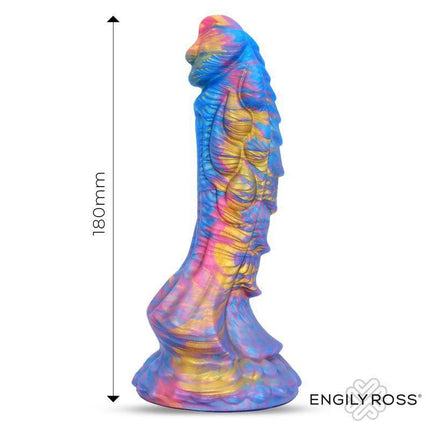 Drakeon Liquid Silicone Dildo 18 cm, dragon-inspired, multicolor, premium liquid silicone, 180mm, body-safe fantasy toy.