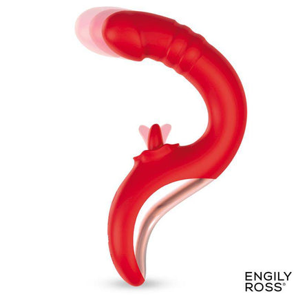Drako Vibe Vibrator with thrusting 360º tongue and clitoral stimulator in red ergonomic design