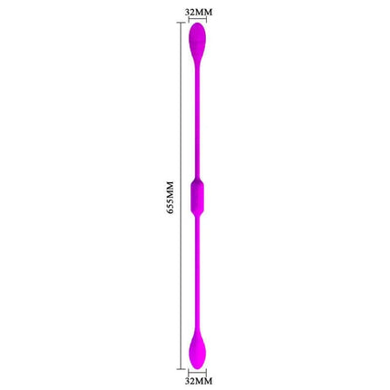 Purple flexible double-ended stimulator for versatile use, measuring 655mm in length, 32mm in width, ideal for varied experiences.