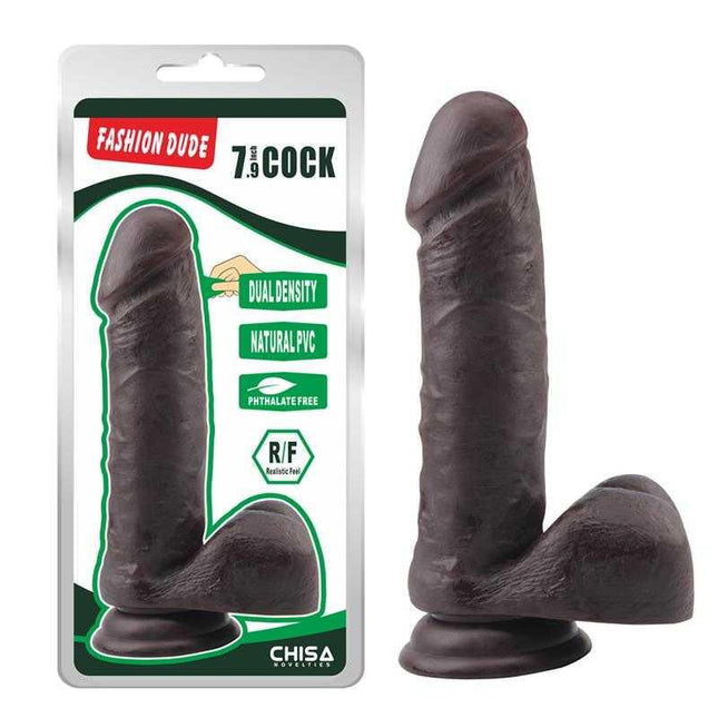 Dual Density Realistic Dildo 7.9 Brown with packaging