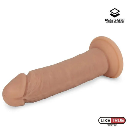 Dual Layer Dildo 8.5 Flesh made of double-layer liquid silicone for realistic feel and flexible use