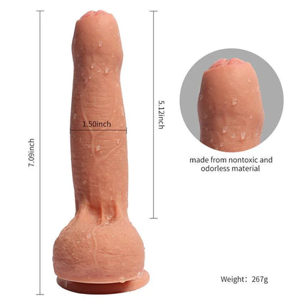 Dual Layer Silicone Dildo Azazel 18 cm with realistic veined shaft and sculpted testicles, made from nontoxic, odorless material.