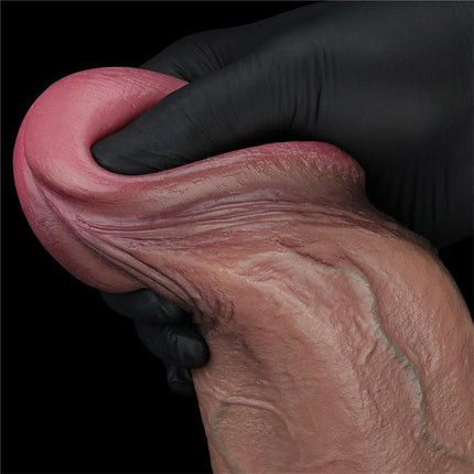 Close-up of Dual Layered Dildo 13 Cock XXL demonstrating realistic texture and flexible design benefits.