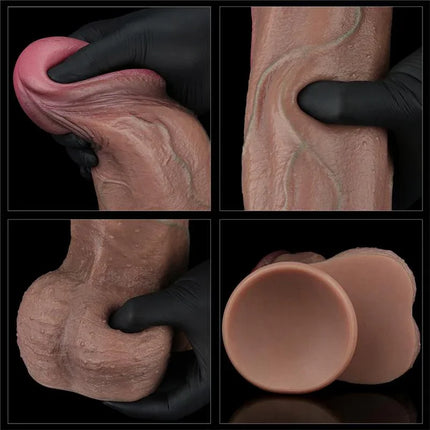 Dual Layered Dildo 13 Cock XXL showcasing realistic texture, flexible dual-density design, and lifelike details for versatile stimulation.