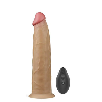 Dual Layered Vibe with Rotation 9 featuring lifelike silicone design and remote control for versatile pleasure experiences.