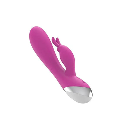 Dual Vibe with Rabbit USB Silicone Pink by A-GUSTO, premium pleasure product with bunny-shaped stimulator and soft silicone finish.
