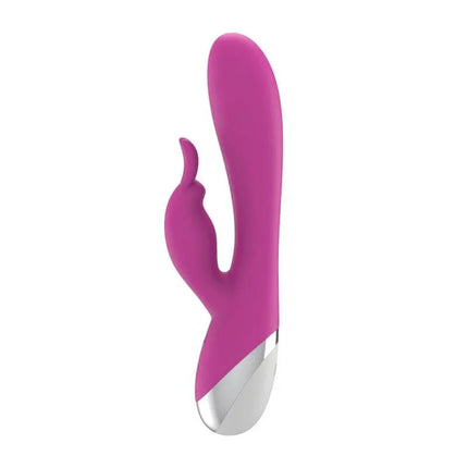Dual Vibe with Rabbit USB Silicone Pink with bunny-shaped clitoral stimulator and luxurious silicone finish.