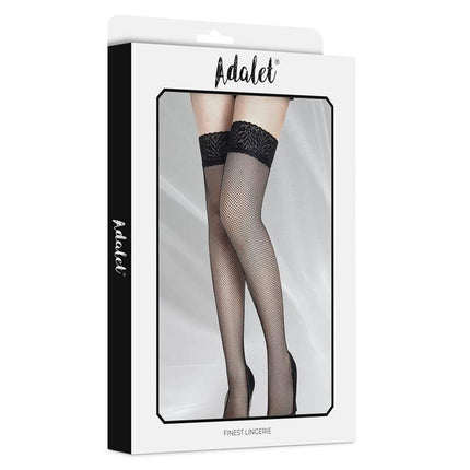 Duly Fishnet Stockings by Adalet in packaging, showcasing elegant black fishnet design for empowerment and style.
