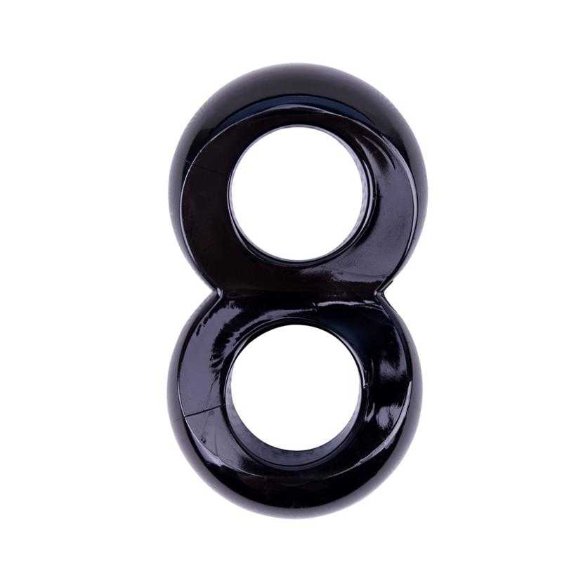 Duo Cock Ring 8 Ball Ring - Black - secretsextoys.store