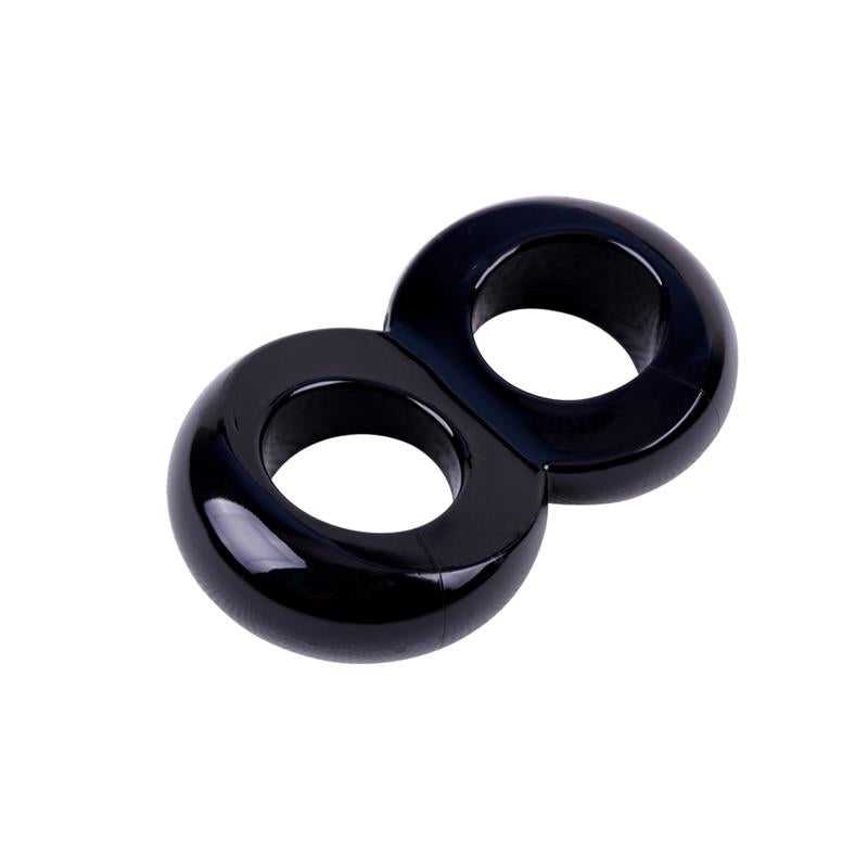 Duo Cock Ring 8 Ball Ring - Black - secretsextoys.store