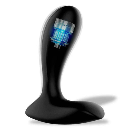 Dwen P-Spot Vibrator USB with Remote Control, ergonomic prostate stimulator with wide base and curved shape for targeted pleasure.