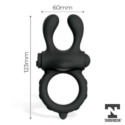 Earzy Vibrating Penis Ring with Remote Control USB Magnetic Silicone shown with dimensions 60mm wide and 123mm tall