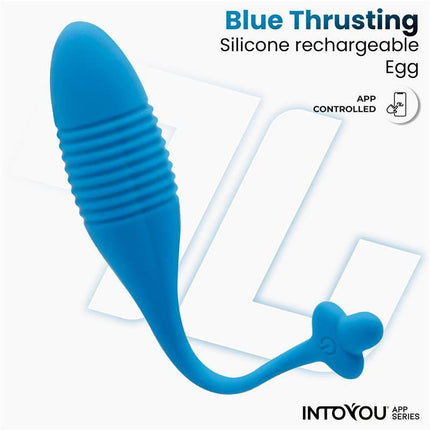 Blue Egg with Thrusting with APP Magnetic USB silicone toy from Intoyou® for enhanced pleasure and seamless app control
