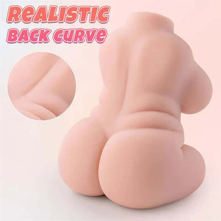 Eileen Mini Torso with Vibration showing realistic back curve design and soft TPR skin texture.