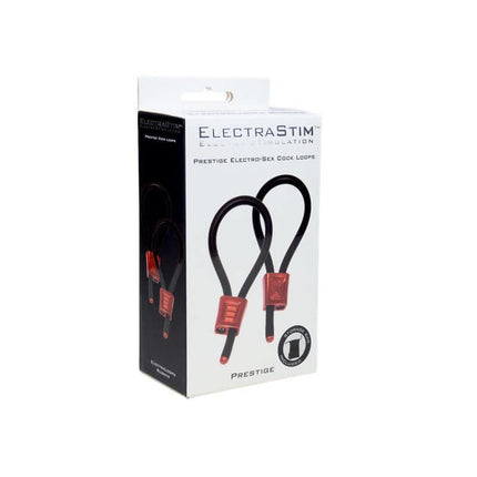 ElectraLoops Prestige Set of 2 Penis Rings Red in packaging for enhanced pleasure and intensity.