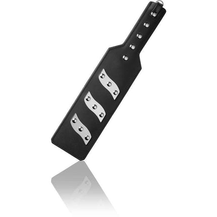 ElectraPaddle Leather Paddle with steel contacts, premium BDSM tool for electro spanking, smooth genuine leather design.