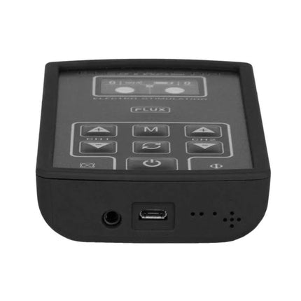 Electro Stimulation Kit FLUX device with dual outputs for versatile e-stim control featuring user-friendly interface and award-winning design.