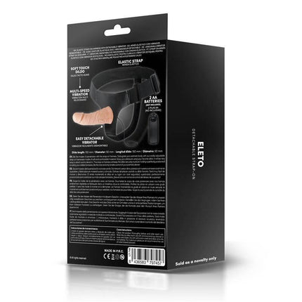 Box packaging of Eleto Detachable Strap-On with Hollow Dildo, Vibration and Remote Control