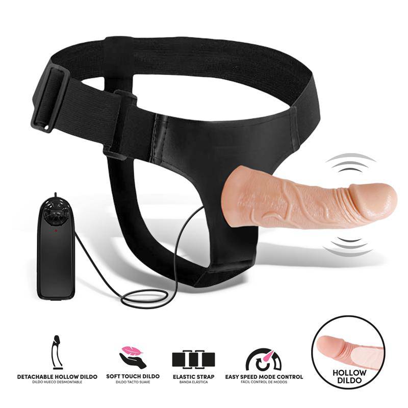 Eleto Detachable Strap - On with Hollow Dildo, Vibration and Remote Control - secretsextoys.store