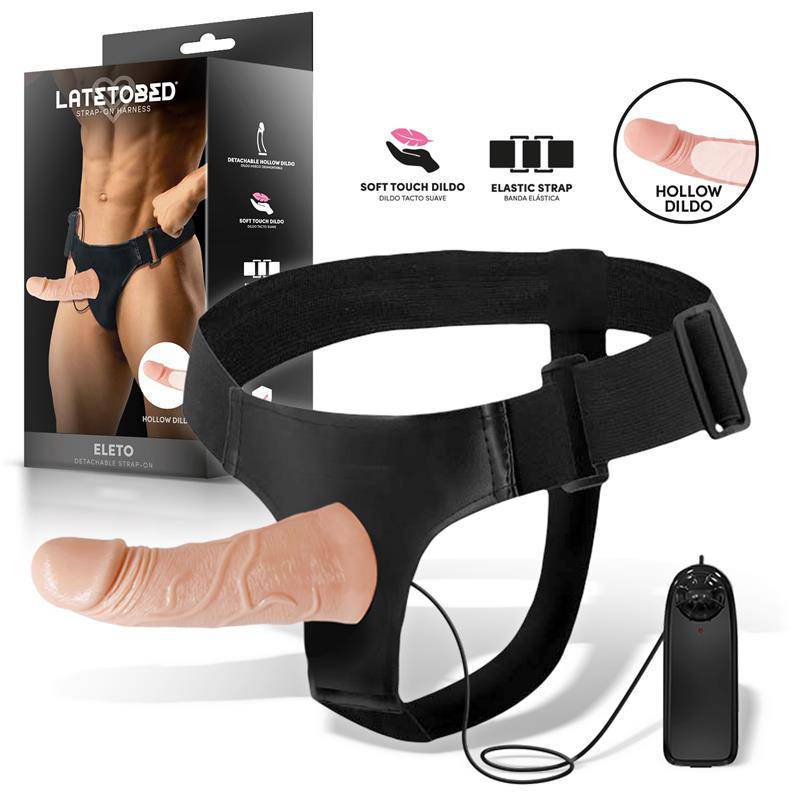 Eleto Detachable Strap - On with Hollow Dildo, Vibration and Remote Control - secretsextoys.store