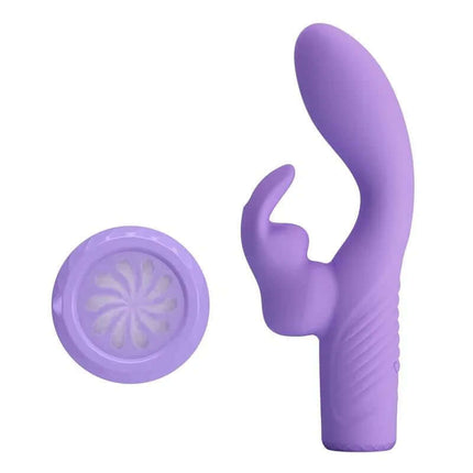 Elivia Vibe Lilac vibrator in premium silicone with ergonomic design for G-spot stimulation and 10 vibration functions, glowing ambient light.