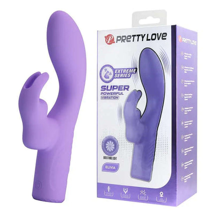 Elivia Vibe Lilac purple vibrator next to packaging, showcasing discreet design and 10 functions for precise G-spot stimulation and ambient light.