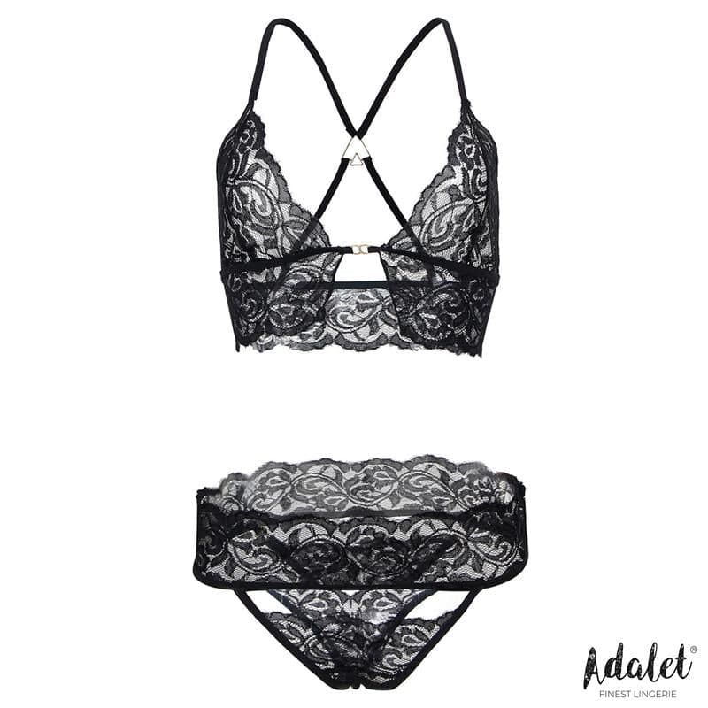 Ella Lace Bra, Thong, Mask, and Cuffs Set - secretsextoys.store