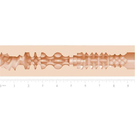 Inner texture of Emily Willis Squirt Vagina Masturbator showing the Squirt channel design with measurement scale.