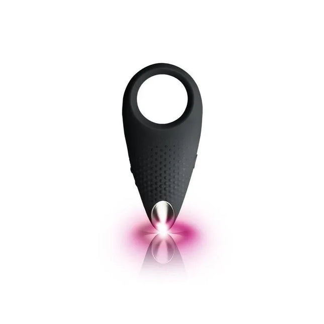 Empower Vibrating Ring USB Black couples stimulator with ergonomic design and soft silicone body for intimate moments.
