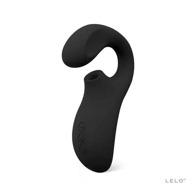 Enigma Clitoris Sucker Black dual-action massager with ergonomic design for clitoral and G-spot stimulation.