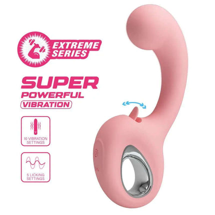 Erynnyes Vibrator with Licking - pink luxury dual-stimulation massager with 5 tongue-movement functions for enhanced pleasure