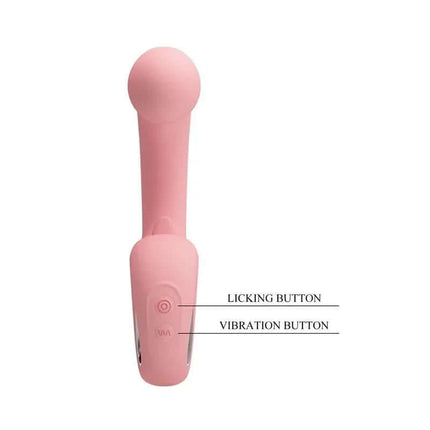 Erynnyes Vibrator with Licking showing its licking and vibration buttons, crafted from medical-grade silicone for ultimate pleasure.