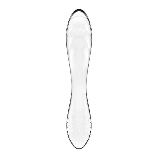 Estimulador de Cristal Dazzling Crystal 1 Hot and Cold Transparente, premium borosilicate glass dildo with dual textures.