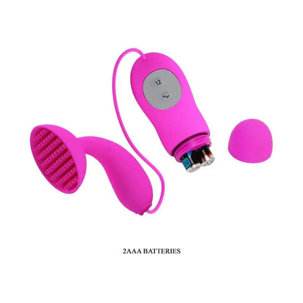 Estimulator Brady Pink with 12 vibration functions and texturized cup, includes removable head, shown in bright pink color.