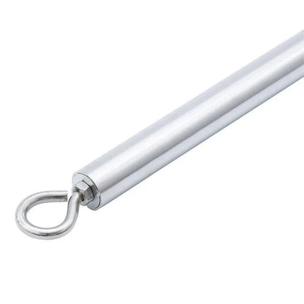 Expandable Spreader Silver Bar with adjustable design and sturdy hooks from Latetobed BDSM Line for customizable restraint.