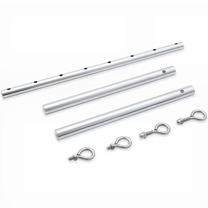 Expandable Spreader Silver Bar with adjustable poles and strong hooks for BDSM enthusiasts