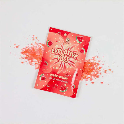 Explosive Oral Sex Popping Candies - Single Unit Watermelon Flavor, 9g sachet with vibrant packaging on white background.