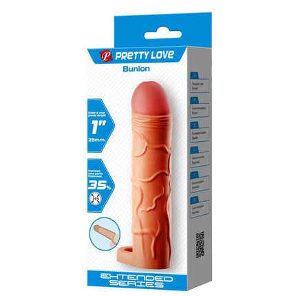 Extended Penis Sleeve 1 Bunion packaging showing textured material and features for enhanced sensation and intimacy.