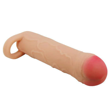 Extended Penis Sleeve 1 Bunion for increased length and girth with realistic texture, designed for enhanced intimate experiences.