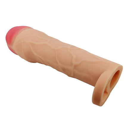 Extended Penis Sleeve 2 Hani with 2-inch length extension and increased girth, made of realistic waterproof TPR material.