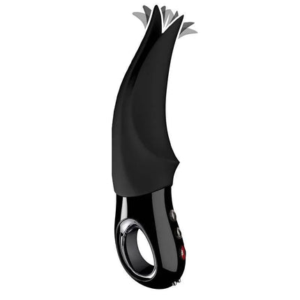 External Stimulator Volta Black vibrator with dynamic fluttering tips.
