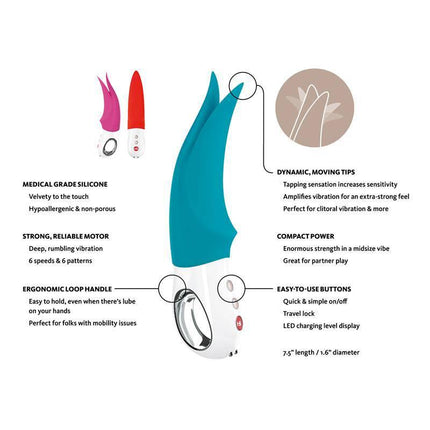 External Stimulator Volta Petrol image showcasing features like dynamic tips, strong motor, and ergonomic design.