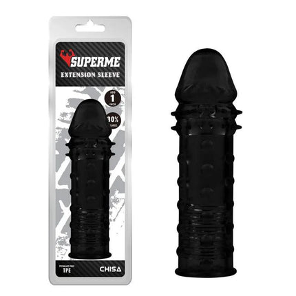 Extra Texture Sleeve Black - premium TPE textured penis sleeve in black, enhancing intimate moments with soft, flexible design.