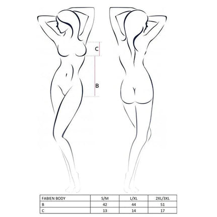 FABIEN Body Talla XXL/XXXL size chart and measurement guide illustration for Avanua Enna Line.